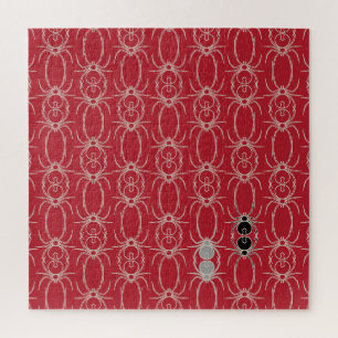 Spiders - Blood Red and Bone White Jigsaw Puzzle