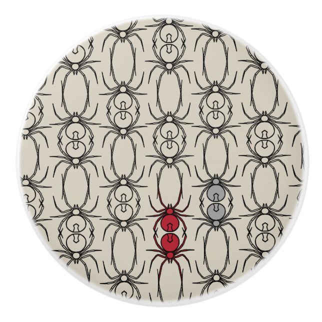 Spiders - Bone White and Bat Black Ceramic Knob (Front)