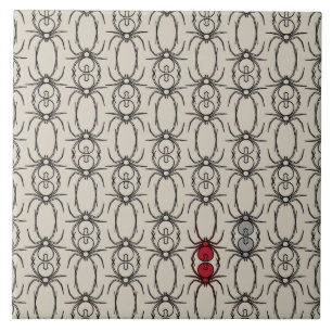 Spiders - Bone White and Bat Black Ceramic Tile