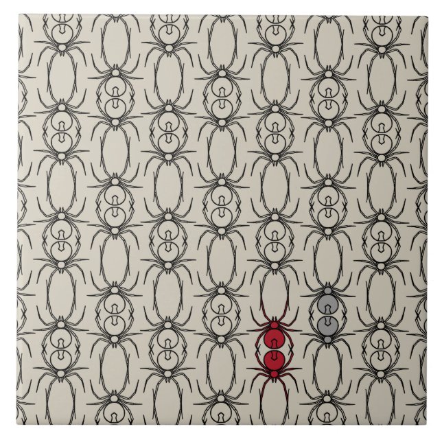 Spiders - Bone White and Bat Black Ceramic Tile (Front)