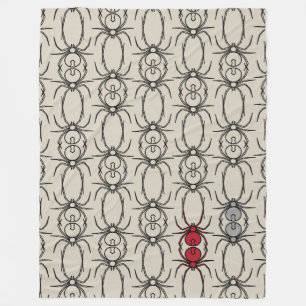 Spiders - Bone White and Bat Black Fleece Blanket