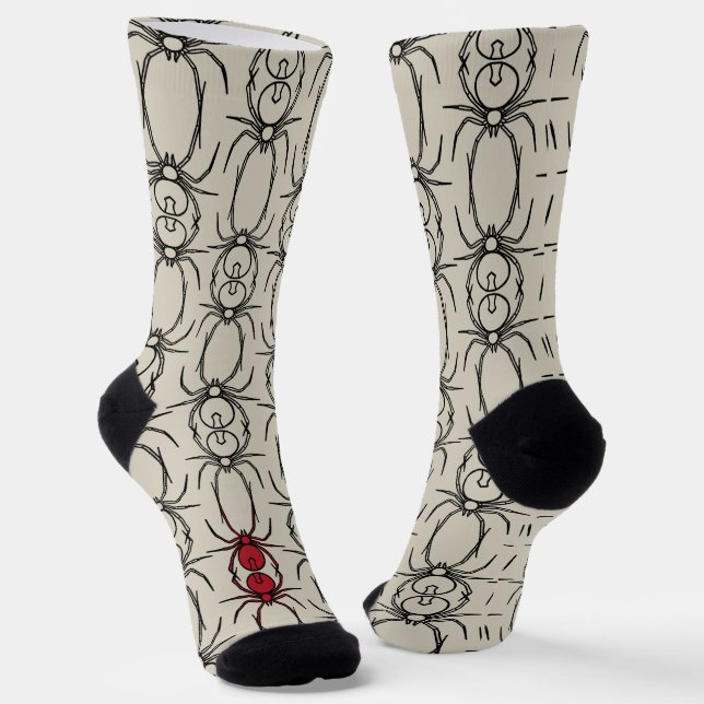 Spiders - Bone White and Bat Black Socks (Angled)