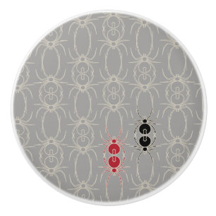 Spiders - Ghost Grey and Bone White Ceramic Knob