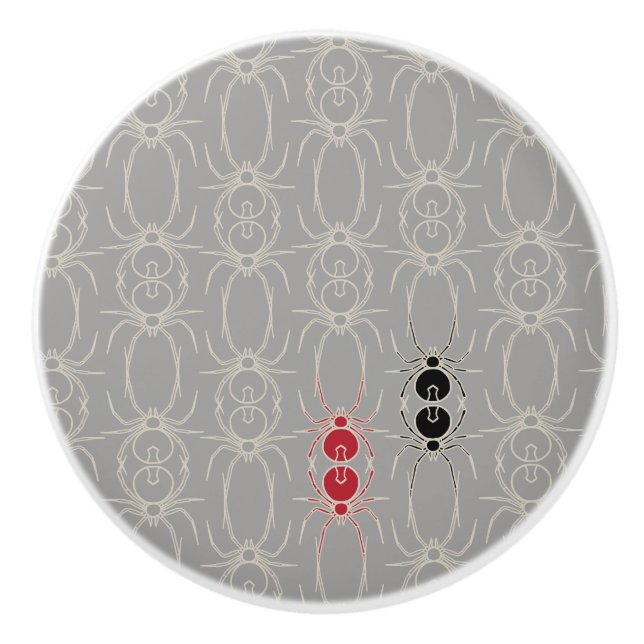 Spiders - Ghost Grey and Bone White Ceramic Knob (Front)