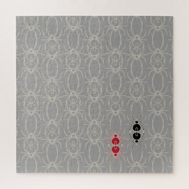 Spiders - Ghost Grey and Bone White Jigsaw Puzzle (Vertical)