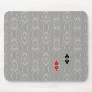Spiders - Ghost Grey and Bone White Throw Pillow Mouse Pad