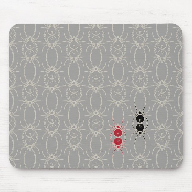 Spiders - Ghost Grey and Bone White Throw Pillow Mouse Pad (Front)