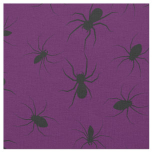 Spiders Gothic Halloween Black Deep Purple Fabric