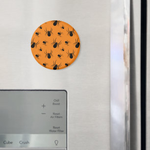 Spiders Halloween pattern Black and Orange Magnet