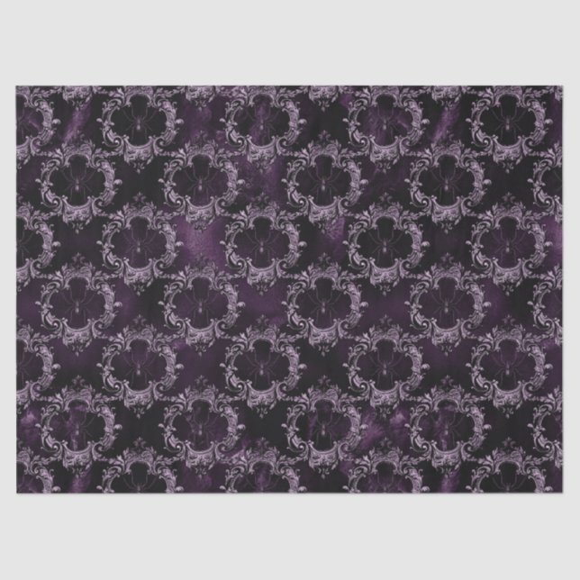 Spiders in Ornate Frames on Purple Decoupage Tissue Paper (Front)