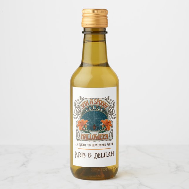 Spiders & Lilies Spooky Halloween Personalised Wine Label (Front)