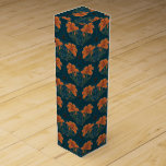Spiders & Lilies Spooky Halloween Vintage Pattern Wine Box<br><div class="desc">Add a dark and romantic vibe to your Halloween gift-giving. Against a deep, mysterious blue background, vibrant orange lilies bloom, evoking a sense of eerie beauty. Mischievous spiders spin delicate webs among the lilies. This design captures the essence of a bygone era, blending spooky elements with a touch of Victorian...</div>