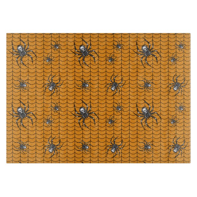 Spiders on Parade Glass Cutting Board (Front)