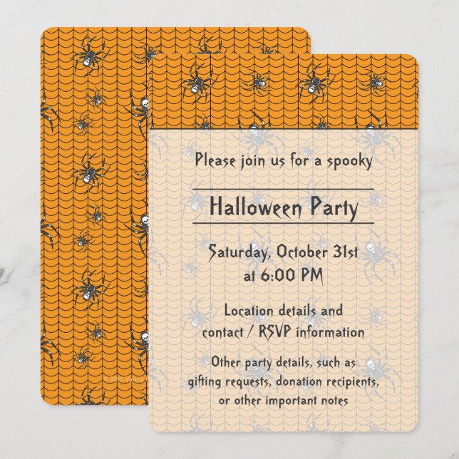 Spiders on Parade Party Invitation (Front/Back)