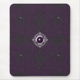 Spiders & Purple & Silver Gothic Gem Mousepad