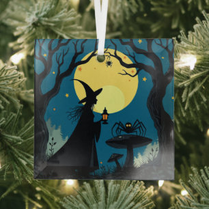 Spiders, Toadstools and Witches Glass Tree Decoration