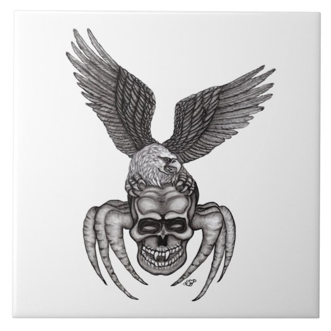 Spiderskull with Eagle Ceramic Tile (Front)