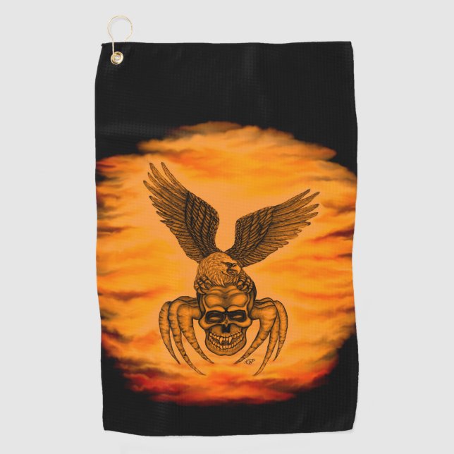 Spiderskull with Eagle Golf Towel (Front)