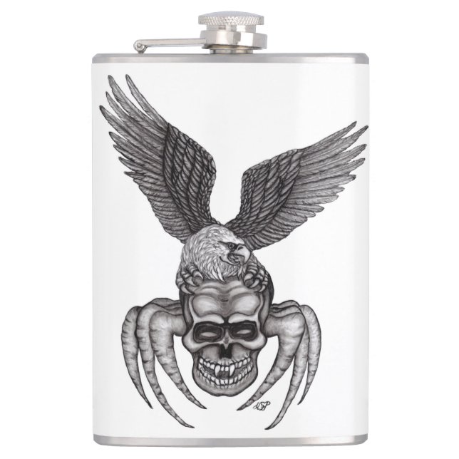 Spiderskull with Eagle Hip Flask (Front)