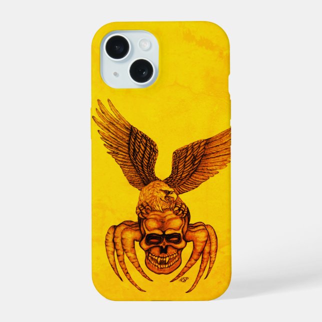 Spiderskull with Eagle iPhone 15 Case (Back)