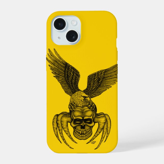 Spiderskull with Eagle iPhone 15 Case (Back)