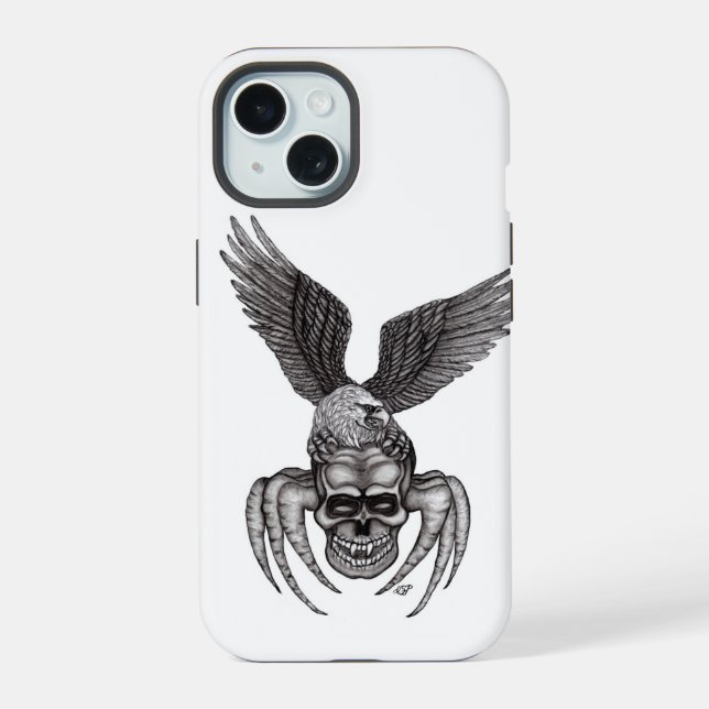 Spiderskull with Eagle iPhone 15 Case (Back)