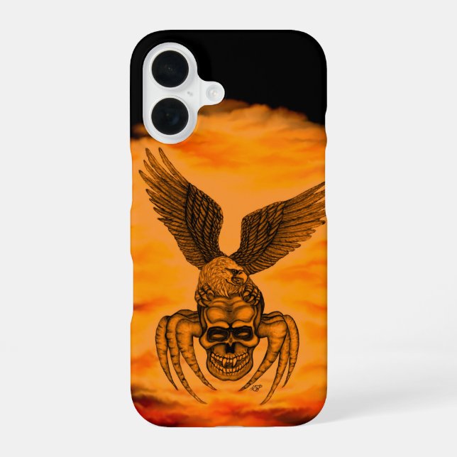 Spiderskull with Eagle iPhone 16 Case (Back)