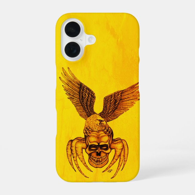 Spiderskull with Eagle iPhone 16 Case (Back)
