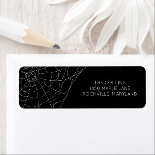 Spiderweb Black and White Halloween Return Address Label
