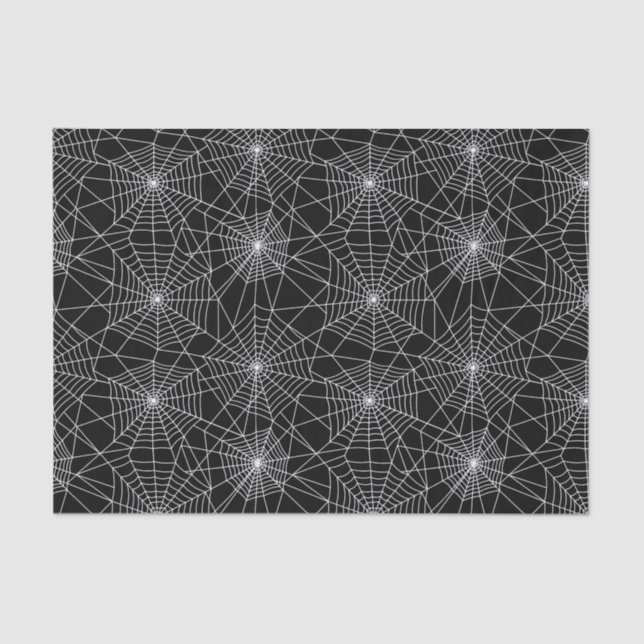 Spiderweb Black and White Halloween Tissue Paper (Front)