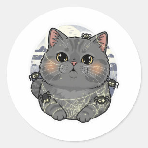 Spiderweb Brit – British Shorthair Cat Halloween Classic Round Sticker