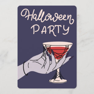 Spiderweb Cocktail Halloween Party Holiday Card
