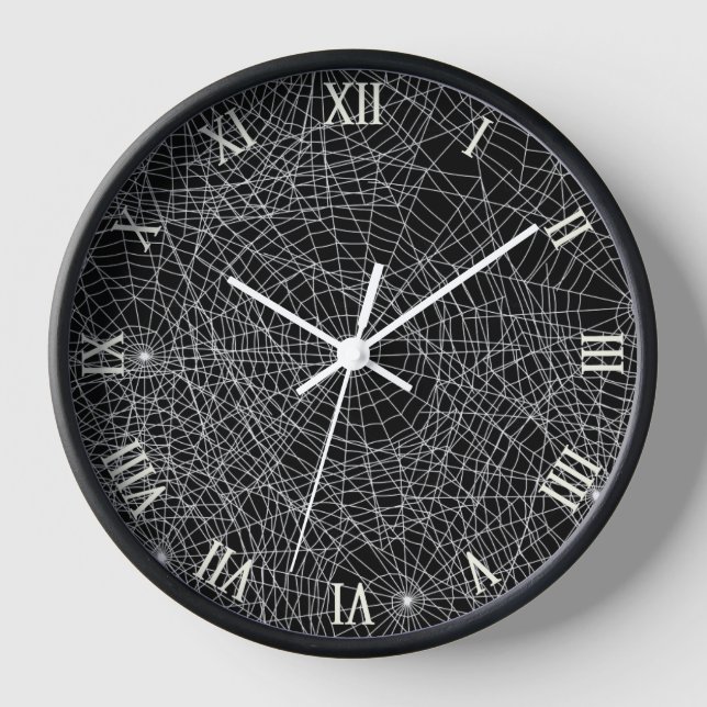 Spiderweb Dark Aesthetic Wall Clock (Front)