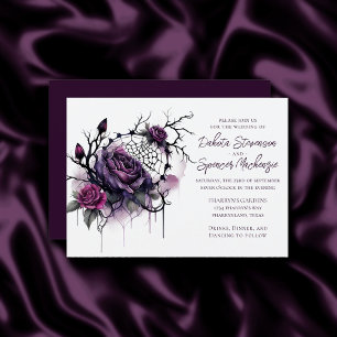 Spiderweb Elegance   Creepy Beautiful Rose Floral Invitation