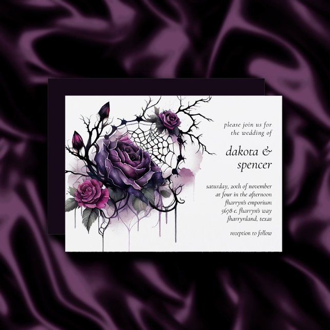 Spiderweb Elegance | Creepy Beautiful Rose Floral Invitation (Creator Uploaded)