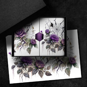 Spiderweb Elegance   Creepy Beautiful Rose Floral Tissue Paper