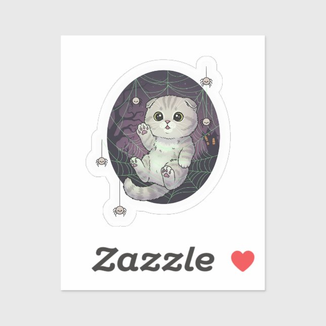 Spiderweb Fold – Cute Scottish Fold Cat Halloween (Sheet)