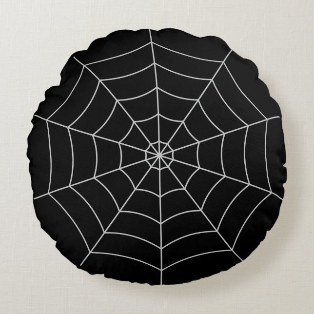 Spiderweb Gothic Halloween Round Cushion (Front)