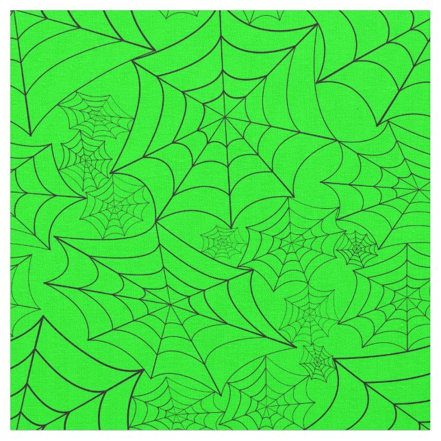 spiderweb halloween gothic spider web acid green fabric (Close Up)