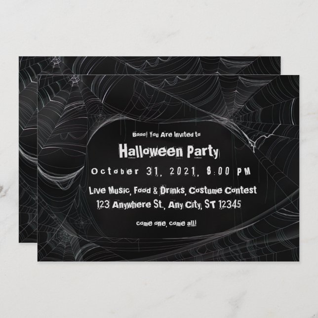 Spiderweb Halloween Party Invitation (Front/Back)