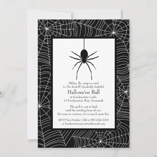 Spiderweb Halloween Party Invitation (Front)