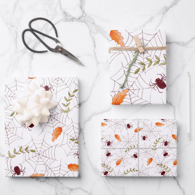Spiderweb Halloween Wrapping Paper Sheet (Front)