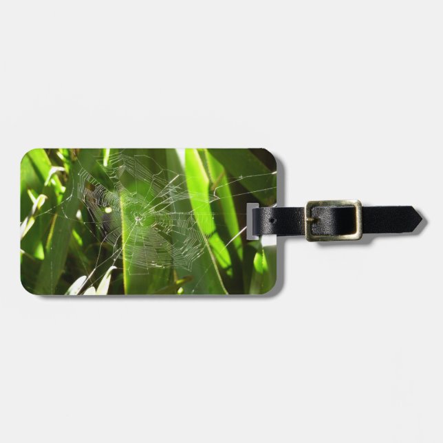 Spiderweb in Tropical Leaves Nature Luggage Tag (Front Horizontal)
