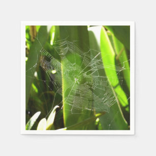 Spiderweb in Tropical Leaves Nature Napkin