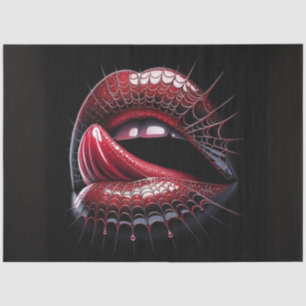 Spiderweb Lips Gothic Pop Art Surrealism Decoupage Tissue Paper