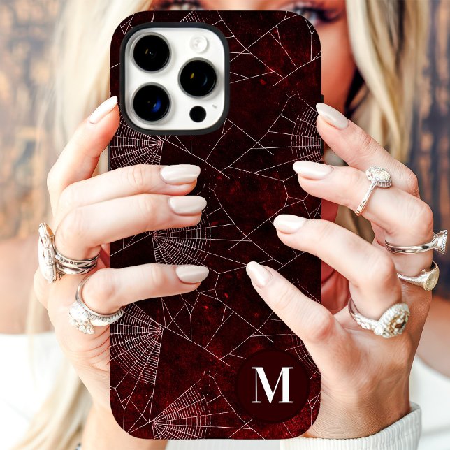 Spiderweb Monogram Dark Red iPhone Case (Creator Uploaded)