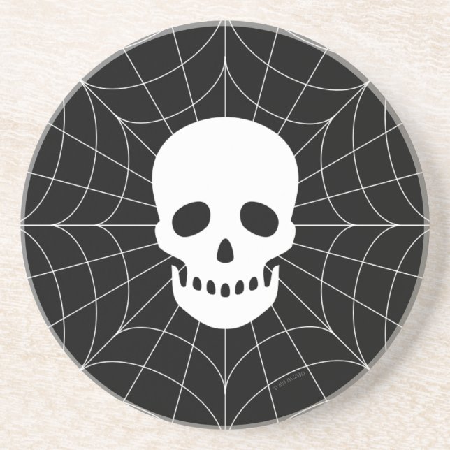 Spiderweb Skull Sandstone Coaster (Front)