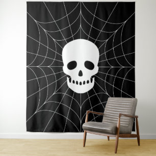 Spiderweb Skull Tapestry