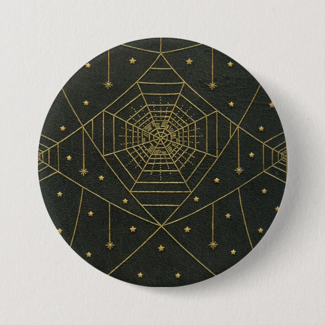 Spiderweb spider stars black and gold 7.5 cm round badge (Front)