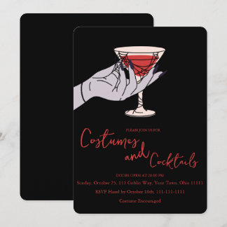 Spiderweb Witch Hand Cocktail Halloween Party Invitation